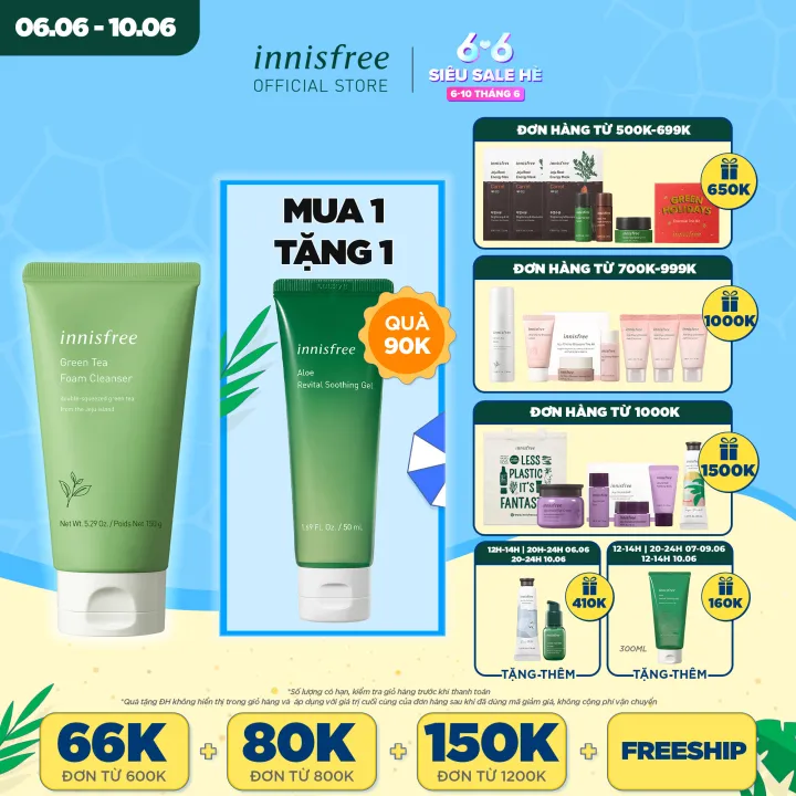Sữa rửa mặt làm sạch từ trà xanh đảo Jeju Innisfree Green Tea Foam Cleanser 150g