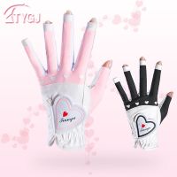 ★New★ 2 pairs of free shipping ladies golf gloves open finger left and right hands 1 pair of breathable silicone non-slip gloves