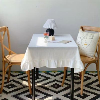 （HOT) ผ้าปูโต๊ะสีขาว ins ฝรั่งเศสย้อนยุคจีบสาวระบายหัวใจโฮมสเตย์ห้องนั่งเล่นผู้ผลิตฝากลม