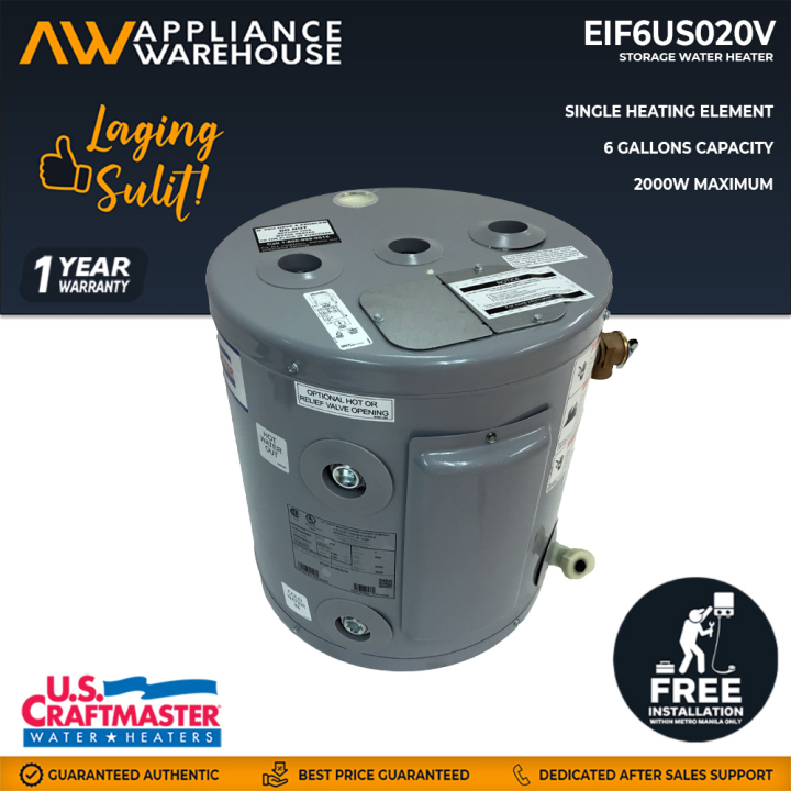 US Craftmaster 6 Gallons Storage Water Heater (Grey) Single Heating Element  [Appliance Warehouse] | Lazada PH