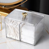 Acrylic Storage Box Bathroom Jar Makeup Organizer Cotton Round Pad Holder Cotton Swab Container Qtip Holder Dispenser with Lid