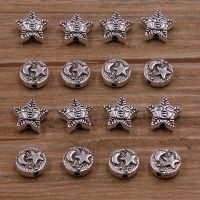 30Pcs 2 Styles Two-sided Round Moon Stars Small Hole Bead Nature Charms For DIY Necklace Bracelets Jewelry Handmade Making DIY accessories and others