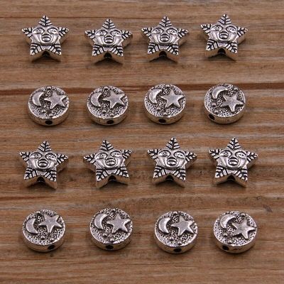 30Pcs 2 Styles Two-sided Round Moon Stars Small Hole Bead Nature Charms For DIY Necklace Bracelets Jewelry Handmade Making DIY accessories and others