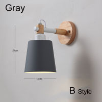 Nordic Modern Wall Lamps Iron Bedside Lamp E27 Bulb LED Creative Macaron Wood background wall light Indoor Lighting