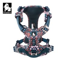 Truelove Pet Dog Harness Floral No Pull Cotton Fabric Breathable and Reflective Soft for Big Medium Small Adjustable VestTLH5655 Collars