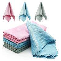 10Pcs Microfiber Cleaning Cloth Kitchen Dish Cloth Lazy Fish Scale Rag Absorbent Scouring Pad Thick Dish Towel