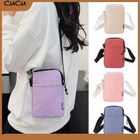 CUCU สีทึบทึบ เล็กๆน้อยๆ ผ้าใบแคนวาส กระเป๋า Crossbody กระเป๋าสะพายไหล่แบบสั้น กระเป๋าใส่โทรศัพท์ กระเป๋าถือแบบถือ