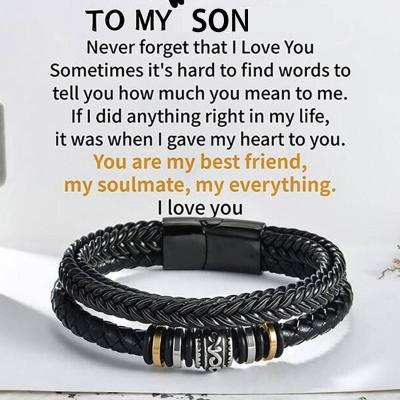 Love You Forever+ Card (son) My Sons Love You Forever Wristband Braided Gift With Bracelet Leather Card C2S0