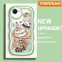 YIWESAN เคสสำหรับ Realme C30 C30s Narzo 50i Prime Case การ์ตูนแพนด้าไอศครีมแฟชั่นสีสันสดใสน่ารักคลื่นเคสโทรศัพท์โปร่งใสป้องกันเลนส์กล้องเคสซิลิโคนกันกระแทกเคสนิ่มแบบใส