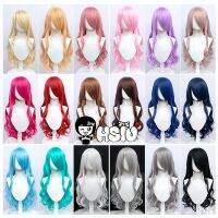 HSIU cosplay Synthetic wig 75cm 29.5in multi-color Long curly hair pink blue red purple silver Party curly Wigs + free wig cap