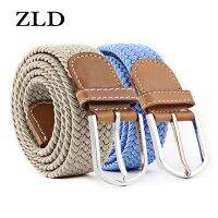 ZLD 120-130cm Casual Knitted Pin Buckle Men Belt Woven Canvas Elastic Expandable Braided Stretch Belts For Women Jeans