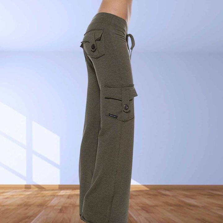 กางเกงสีทึบกางเกงเอวยางยืดถุงขนส่งสินค้าผู้หญิงเหมาะสำหรับการไปช้อปปิ้งของแท้การสวมใส่ที่มีคุณภาพสูง