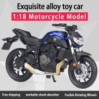 Maisto 1:18 Yamaha โมเดลรถจักรยานยนต์ Diecast อัลลอย2018 MT-07ของเล่นตัวดูดซับที่สามารถใช้งานได้เป็นของขวัญสำหรับเด็กคอลเลกชันของเล่น