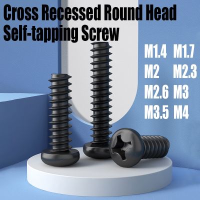 50PCS M1.4 M1.7 M2 M2.3 M2.6 M3 M3.5 M4 Cross Recessed Round Pan Head Screw Phillips Self-tapping Screw Wood Screw