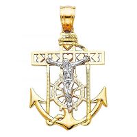 Religious Theme Alloy Metal Navy Anchor Helm Jesus Cross Pendants Sailor Charm Hope God Jewelry For Necklaces DIY