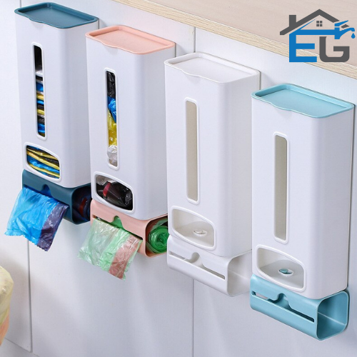 Wall Mounted Plastic Bag Storage Box Garbage Bag Holder Grocery Trash