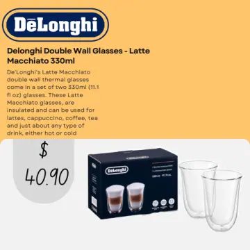 Buy DELONGHI DLSC312 Double Wall Latte Glasses - Pack of 2