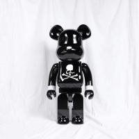 Bearbrick 400% หมีรุนแรงเครื่องประดับกะโหลกศีรษะ MJ หมีบล็อคก่อสร้างหมีคู่สีดำและสีขาว