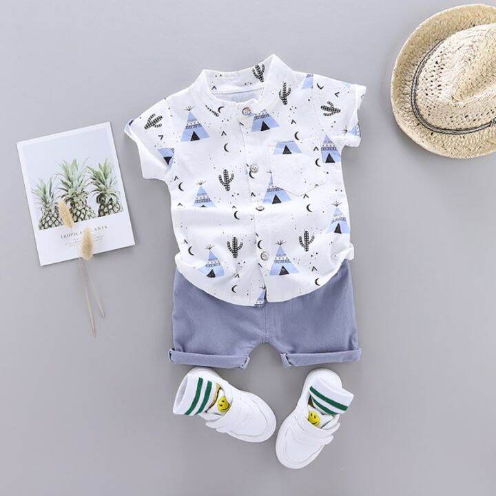 boys-half-sleeved-suit-3-months-4-years-old-baby-pyramid-shirt-shorts-two-piece-mother-infant-house