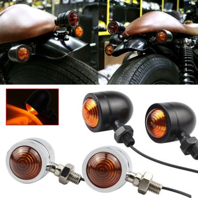 2pcs Black Bullet Motorcycle Turn Signal Indicator Lamp Light Moto Blinker Light For Harley Honda Fatboy Suzuki Bobber Chopper
