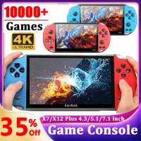 X7/X12 Plus Handheld Game Console 4.3/5.1/7.1 Inch HD Screen Built-In10000+ Games Portable Audio Video Player Classic Play Game