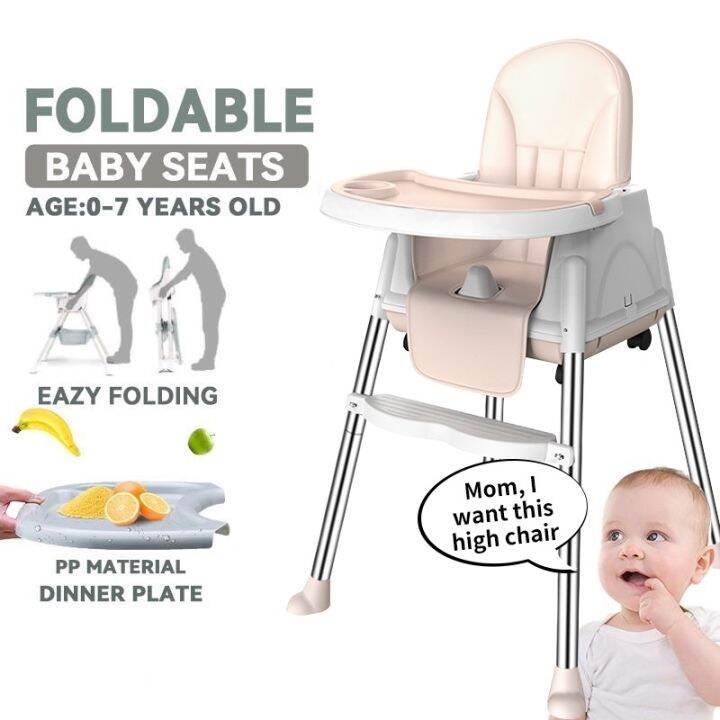 Foldable baby dining table high chair dining and feeding adjustable ...