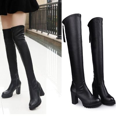 CODpn4524601 2019 new Korean version of womens long tube over knee boots elastic leather boo