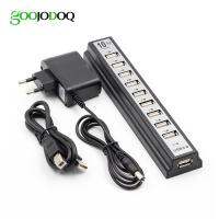 Goojodoq ฮับ Usb 2.0พอร์ต10พอร์ตพร้อมอะแดปเตอร์จ่ายไฟอุปกรณ์ต่อพ่วงคอมพิวเตอร์ไฟ Ac สำหรับโน้ตบุ๊กโน้ตบุ๊กขนาดพกพา