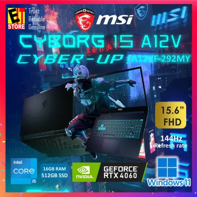 MSI Cyborg 15.6 Gaming Laptop, Intel Core i5-12450H - 16GB RAM - NVIDIA  GeForce RTX 4060 - 512GB SSD in Black