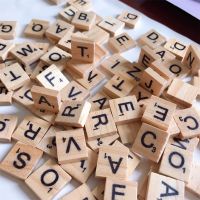 100Pcs Wood Letter Tiles Scrabble Letters for Crafts DIY Wood Gift Decoration Making Alphabet Coasters Scrabble Crossword Game