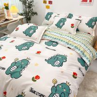 ☜☏❡ Cute Dinosaur Bedding Set for Kids Fashion Flat Sheets Adult Bed Linen Duvet Quilt Cover Pillowcase Kawaii Boys Girl