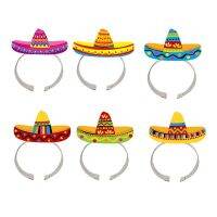 [Afei Toy Base]6Pcs หมวกเม็กซิกันผม Hoops Mini Sombrero Headbands เทศกาล Headdress Performance Props Party Favors อุปกรณ์ตกแต่ง