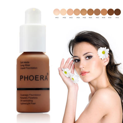 PHOERA Foundation Makeup Full Coverag Base Matte Face Concealer Foundation Cream Brighten Moisturizer Oil Control TSLM1