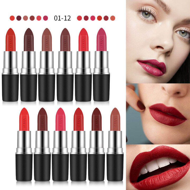 หลอดสีดำ-frosted-bullet-matte-waterproof-non-stick-ลิปสติก-cup-lipstick-hz-139