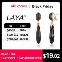 Laya 925สเตอร์ลิงเงินฝังด้วยหินสีดำต่างหูระย้ายาวย้อนยุคสำหรับผู้หญิงปาร์ตี้เครื่องประดับอัญมณีโมเดิร์นดั้งเดิม