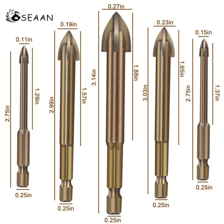 5ชิ้นที่มีประสิทธิภาพเครื่องมือเจาะสากลซีเมนต์คาร์ไบด์สว่านเซรามิกอิฐผนังหลุมเปิดเครื่องมือไฟฟ้าอุปกรณ์