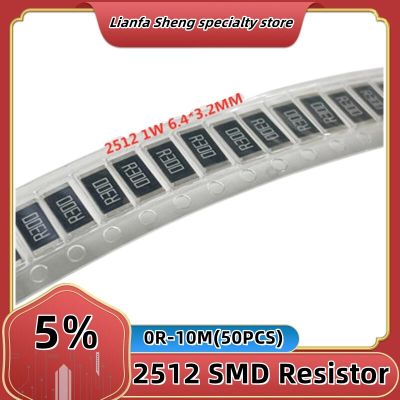 50pcs 2512 Chip Resistor SMD Kit 5% 1W 0R 1R 100R 1K 10K 100K M 101R 102 Ohm103R 104 Ohm  Full Value Available DIY Assorted Set