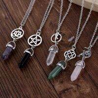 Hot sale Hexagonal Column Quartz Necklaces Pendants Vintage Natural Stone Bullet Crystal Necklace For Women Jewelry