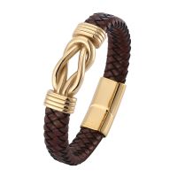 HOT Punk Men Leather Knot Wristband Buckle Male Jewelry BB0750