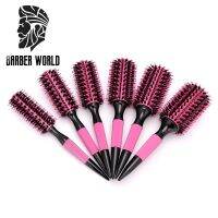 6Sizes Wooden Round Hair Comb Professional Nylon Bristle Aluminum Tube Curling Hairdresser Rolling Comb Home Style Set