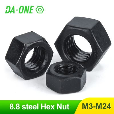 Hexagon Black Grade 8.8 Oxide Carbon Steel Nuts DIN934 M2 M2.5 M3 M4 M5 M6 M8 M10 M12 M14 M16 M18 M20 M22 M24 Metric Hex Nut Nails Screws Fasteners