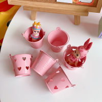 [Linke home] limited time seconds kill Mini desktop container cute girl heart pink hollow bucket pen container soft cute storage box desktop storage arrangement