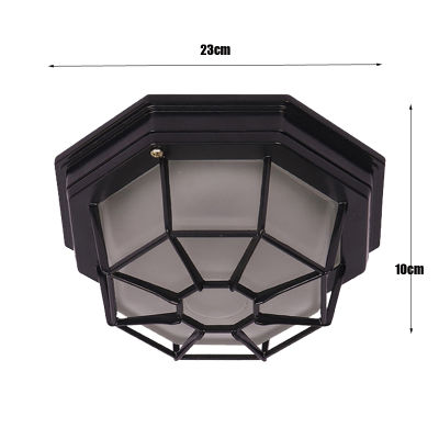 Rustic Frosted Glass Shade outdoor ceiling lights yard balcony garden flush ceiling lamp Europe Style exterior IP65