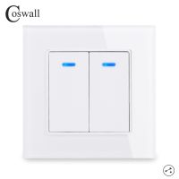 【DT】hot！ Coswall Glass Panel 2 Gang Way Pass Through / Stair Wall Switched With Indicator 16A