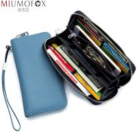 ZZOOI 100% Genuine Leather Wallet Womens Clutch Long Zipper Multi-function Credit Card ID Holder Bag Wallet RFID Blocking Men Purses