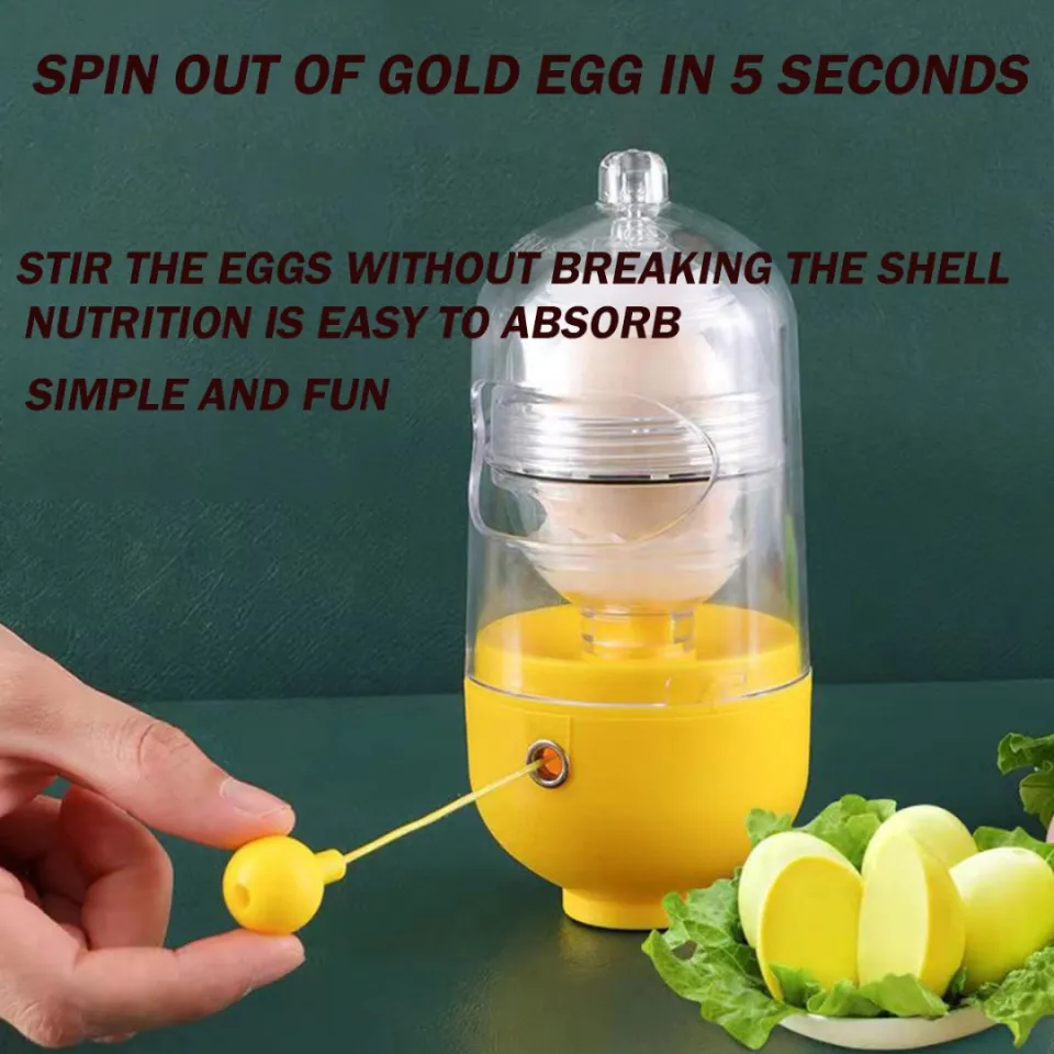 1pc Portable Egg Spinner Scrambler in Shell for Boiled Golden Eggs,Silicone  Shaker Whisk Egg Yolk Mixer with Drawstring