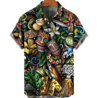 2022 Mens Shirts Streetwear Beach Male Shirt Short Sleeve Eu Size Cotton Skull 3d Hawaiian Shirt Man Oversized Summer Casual