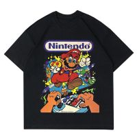 ผ้าฝ้ายแท้เสื้อยืด ลาย MARIO BROS สไตล์วินเทจ BY NINTENDO | เสื้อยืดเกมมิ่ง VINTAGE ยุค 90 | เสื้อยืด ขนาดใหญ่ สีดําS-5X  QQQA