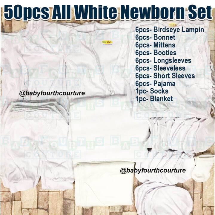 Lucky CJ Complete 50 pcs All White Baru-Baruan Newborn Essential Bundle ...