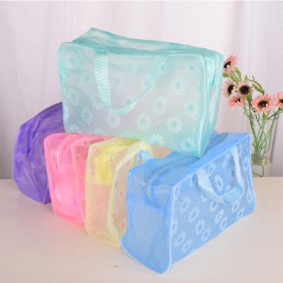 Multifunctional Floral Waterproof Storage Bag Make Up Bag New Women PVC Zipper Toiletry Bathing Transparent Travel Cosmetic Bag
